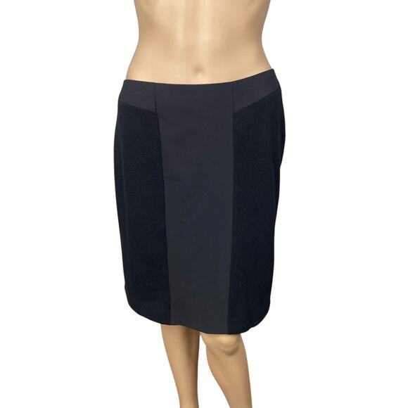 BOSS By Hugo Boss Valbone Black Mixed Material Classic Pencil Skirt SZ 6 - Picture 1 of 12